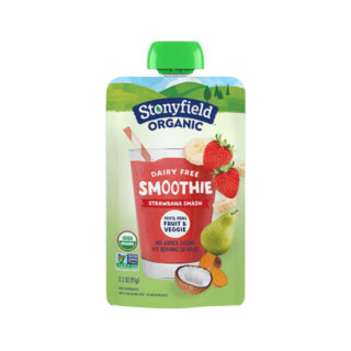 Stonyfield Organic Dairy Free Smoothie Pouch, Strawbanana Smash, 3.2 oz.