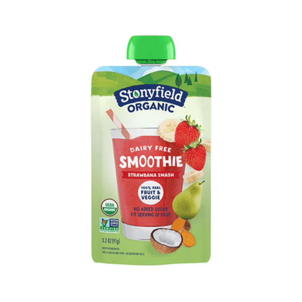 Stonyfield Organic Dairy Free Smoothie Pouch, Strawbanana Smash, 3.2 oz.