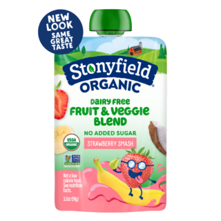 Stonyfield Organic Dairy Free Fruit & Veggie Blend Pouches Strawberry Smash, 3.2 oz.