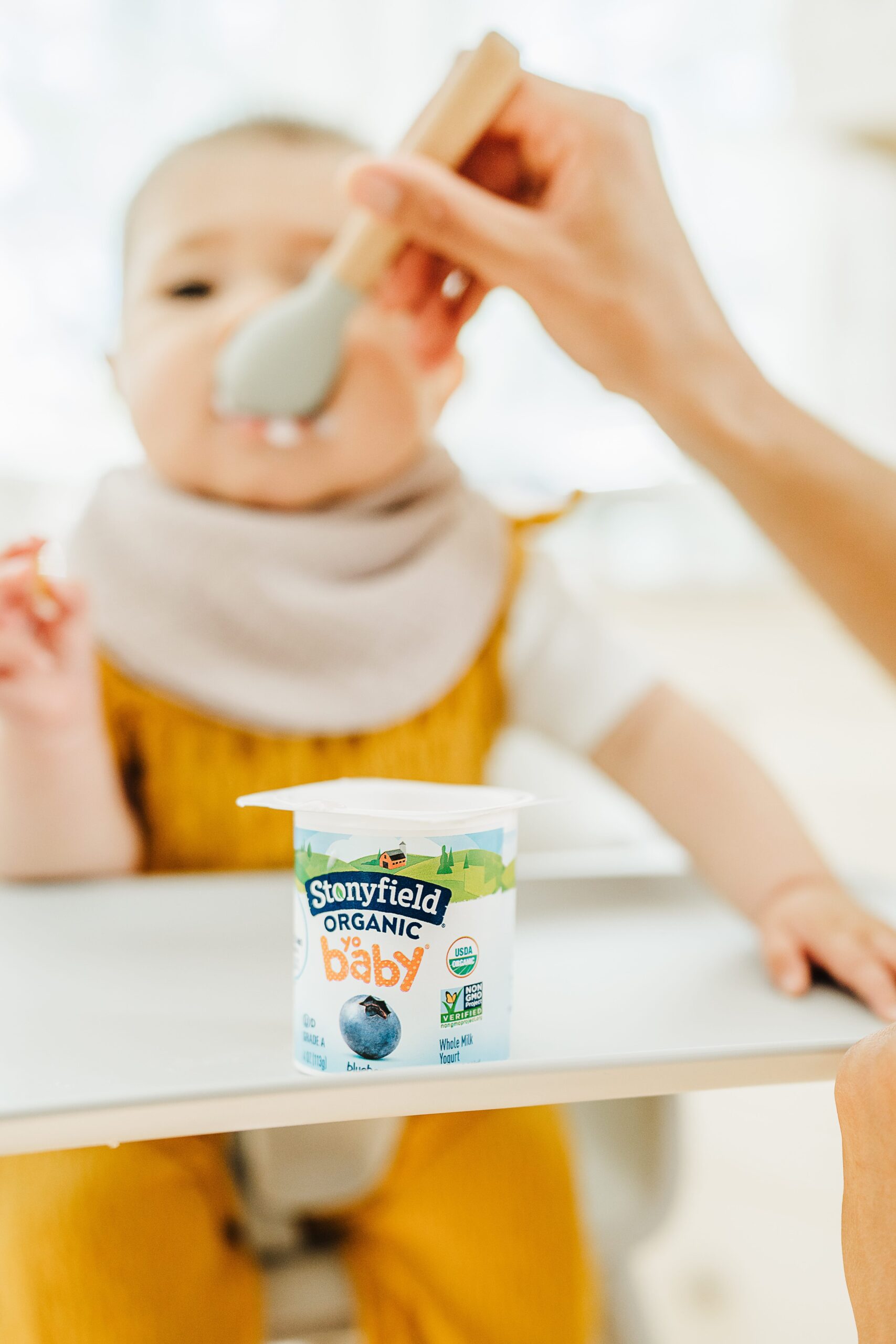 Stonyfield Yobaby Yogurt Baby Being Fed