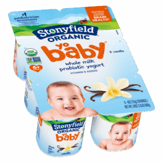Stonyfield Organic YoBaby Whole Milk Baby Yogurt Cups, Vanilla, 6 Ct