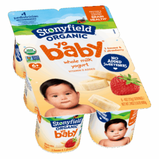 Stonyfield Organic YoBaby Whole Milk Baby Yogurt Cups, Banana & Strawberry, 6 Ct