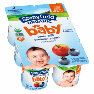 Stonyfield Organic YoBaby Whole Milk Baby Yogurt Cups, Apple & Blueberry, 6 Ct