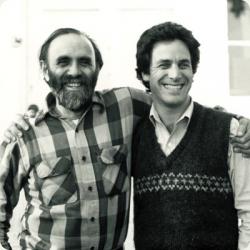 Gary and Sam posing for a picture back when they were running a small, nonprofit organic farm.