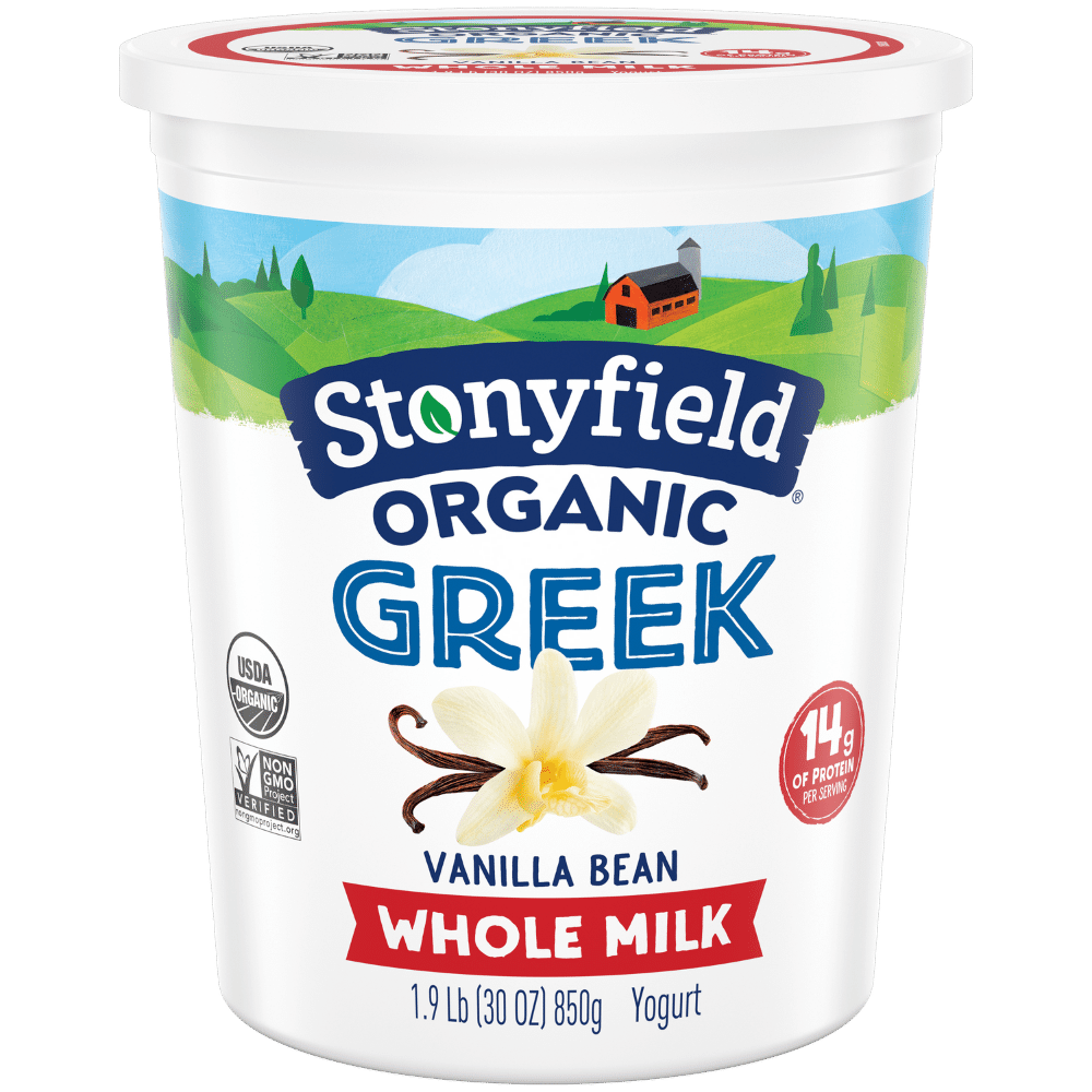 Stonyfield Organic Greek Whole Milk Yogurt, Vanilla Bean, 30 oz.; Multi-Serving Yogurt