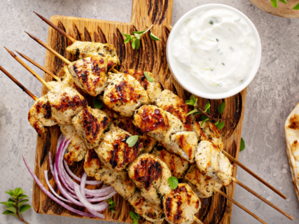 Greek yogurt marinated chicken with tzatziki sauce recipe