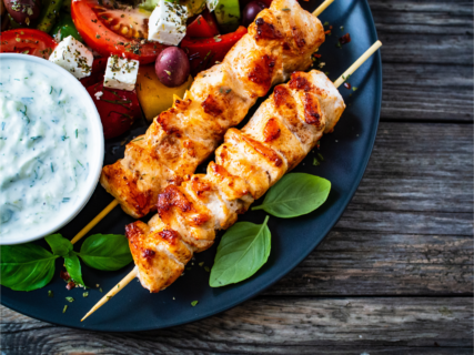 Grilled Chicken Kabobs with Cucumber Yogurt Sauce recipe