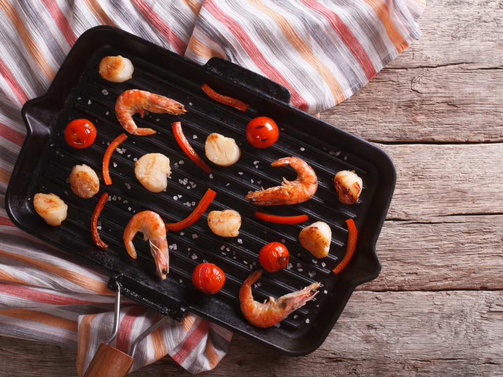 Pan Roasted Scallops and Shrimp in a Mustard Yogurt Sauce Stonyfield