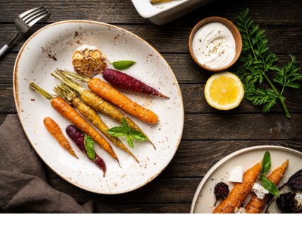 Try this roasted vegetables with spiced yogurt sauce recipe today!