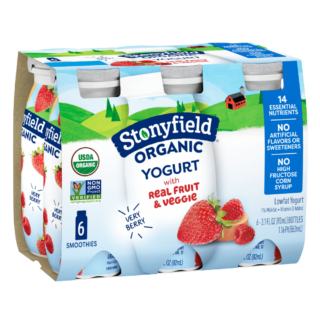 Stonyfield Organic Lowfat Yogurt Smoothies, Very Berry, 6 Ct