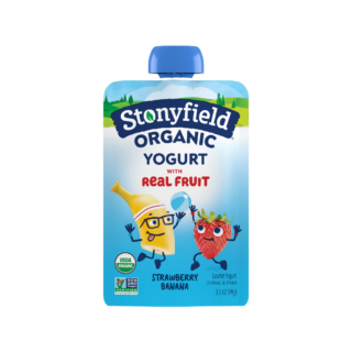 Stonyfield Organic Kids Strawberry Banana Lowfat Yogurt, 3.5 oz. Pouch