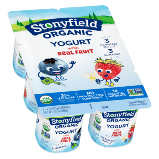 Stonyfield Organic Kids Blueberry & Strawberry Vanilla Lowfat Yogurt, 6 Ct
