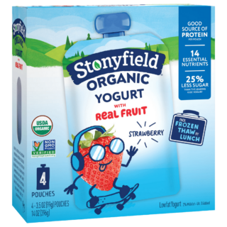 Stonyfield Organic Kids Strawberry Lowfat Yogurt Pouches, 4 Ct