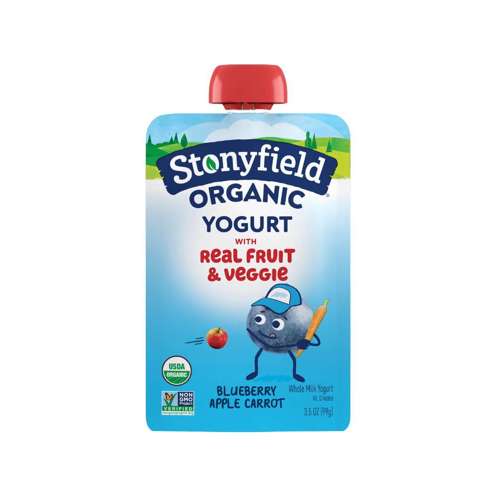 Stonyfield Organic Kids Blueberry Apple Carrot Whole Milk Yogurt Pouch, 3.5 oz.