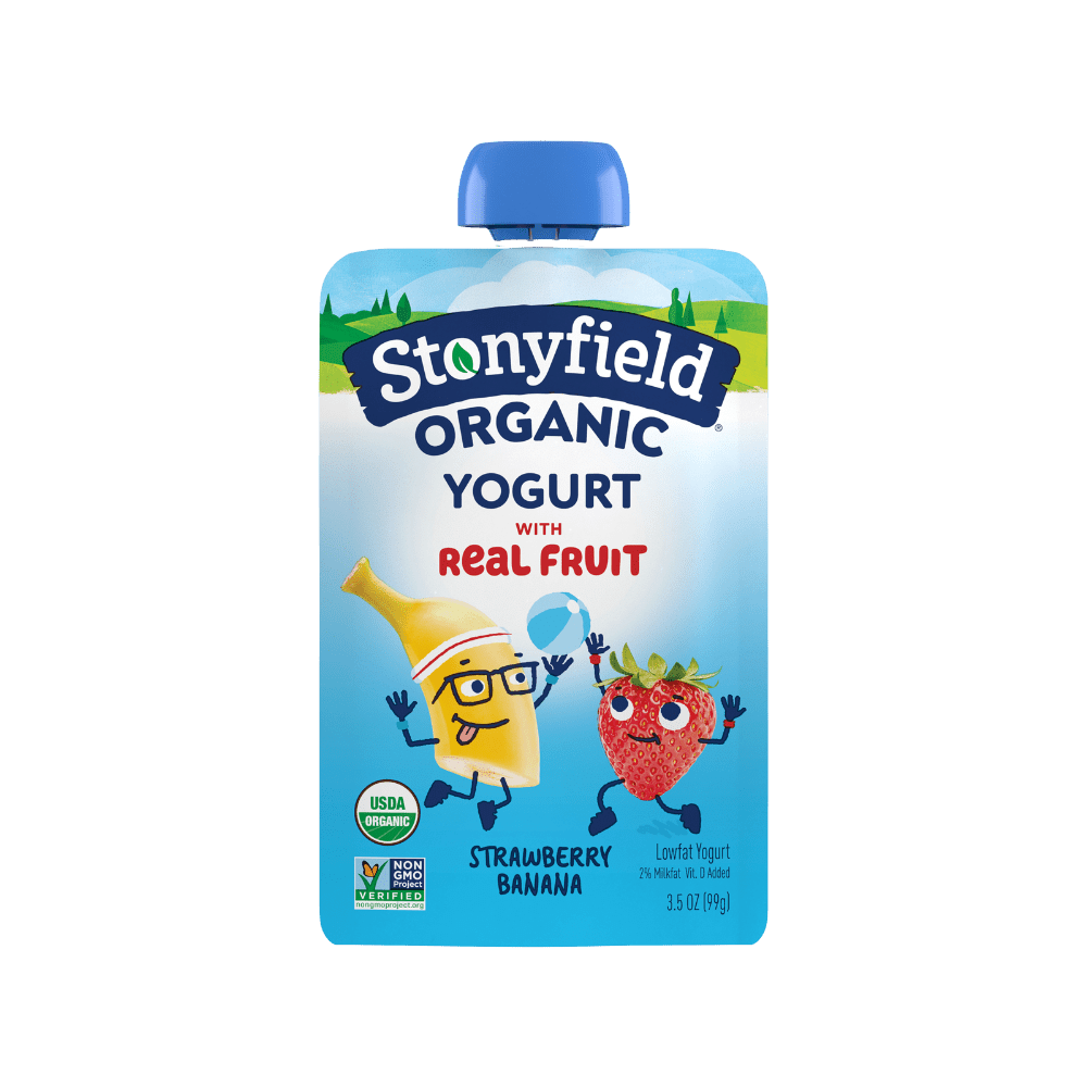 Stonyfield Organic Kids Strawberry Banana Lowfat Yogurt, 3.5 oz. Pouch