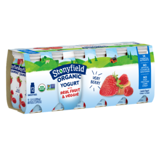 Stonyfield Organic Lowfat Yogurt Smoothies, Very Berry, 12 Ct