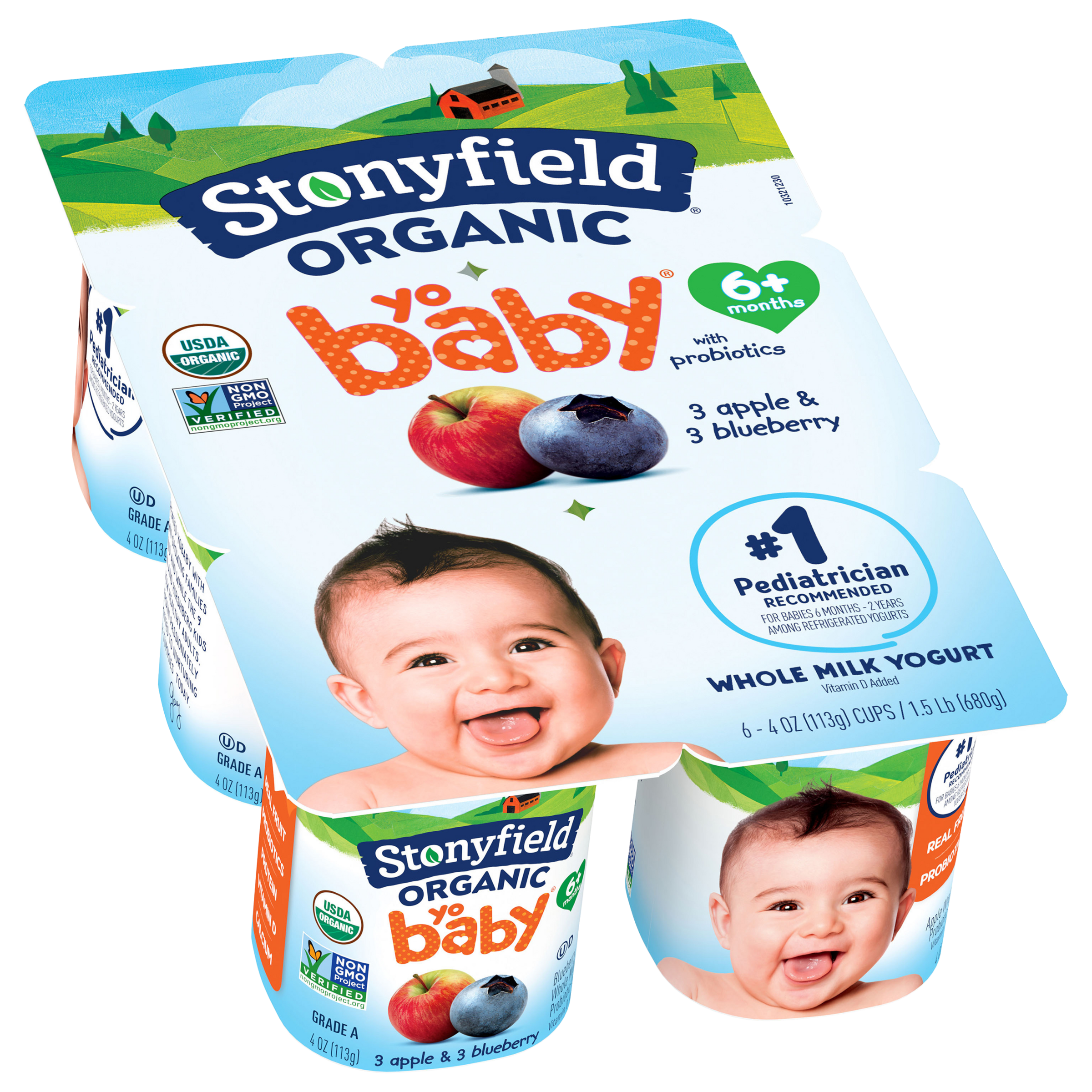 Stonyfield Organic YoBaby Whole Milk Baby Yogurt Cups, Plain, 6 Ct -  Stonyfield