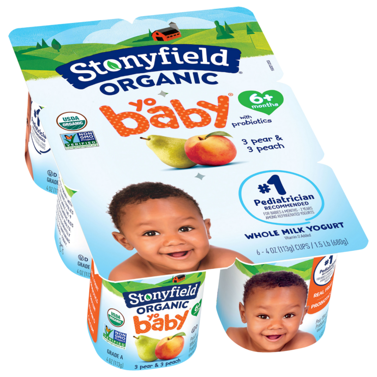 Stonyfield Organic YoBaby Whole Milk Baby Yogurt Cups, Pear & Peach, 6