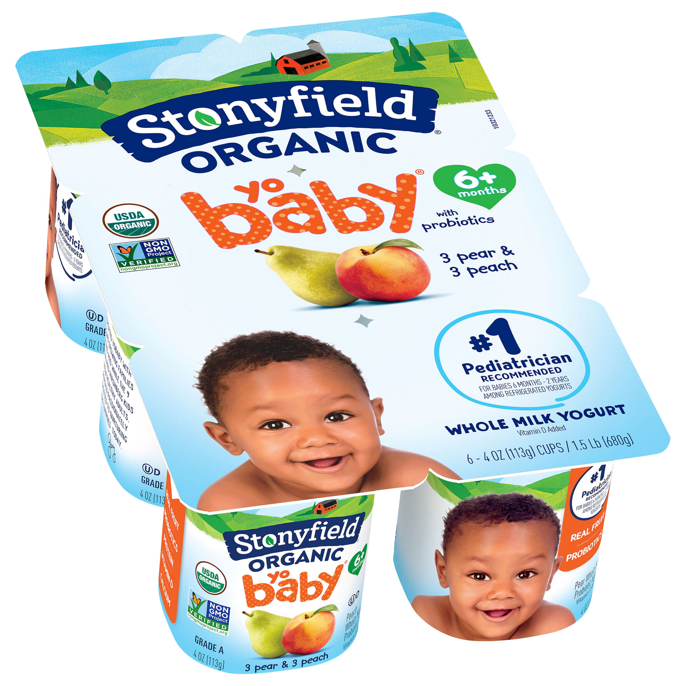 Stonyfield YoBaby Organic Yogurt 4oz 6pk Whole Milk Peach Pear