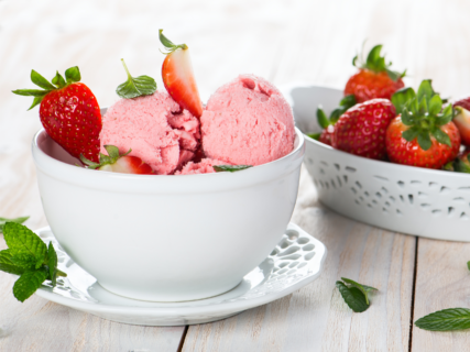 Try this Strawberry Cheesecake Frozen Yogurt recipe today!