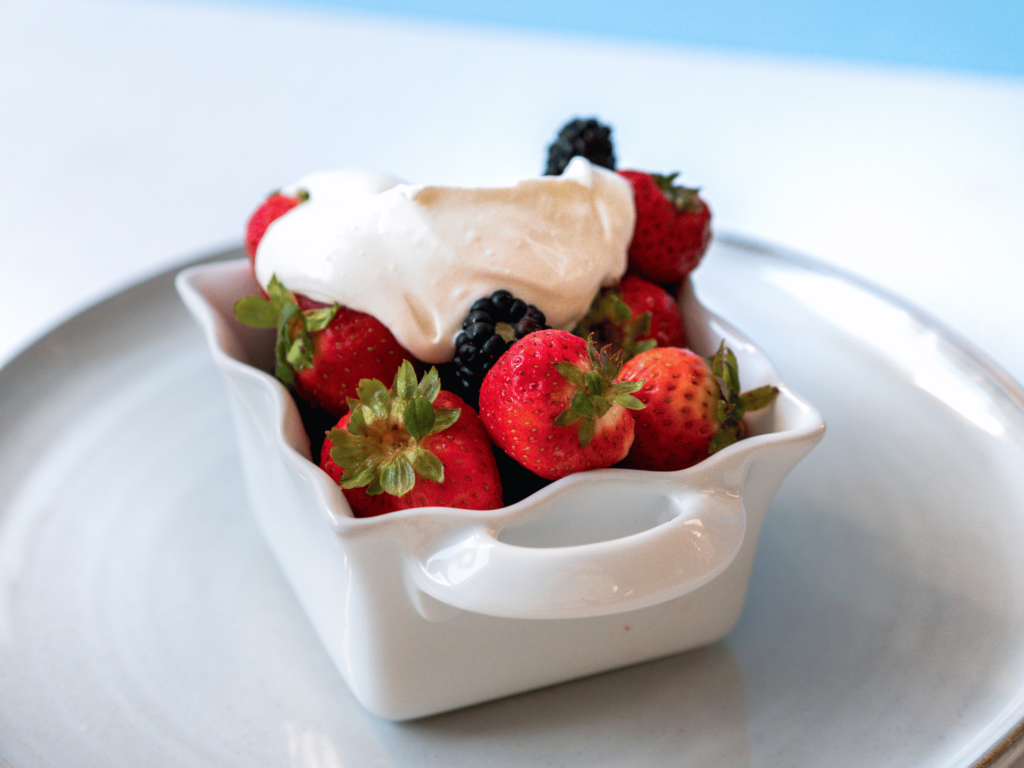 Strawberries and Yogurt Whipped Cream Stonyfield
