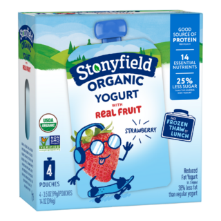 Stonyfield Organic Kids Strawberry Lowfat Yogurt Pouches, 4 Ct