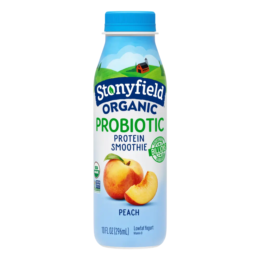 Stonyfield Organic Probiotic Peach Lowfat Yogurt Protein Smoothie, 10 oz.