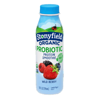 Stonyfield Organic Probiotic Wild Berry Lowfat Yogurt Protein Smoothie, 10 oz.