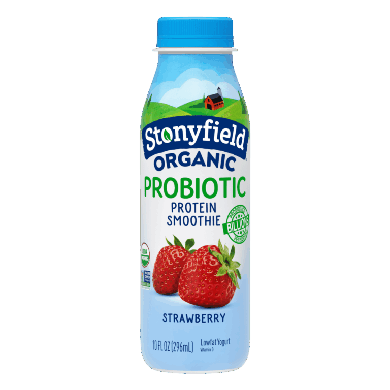 Stonyfield Organic Probiotic Strawberry Lowfat Yogurt Protein Smoothie ...