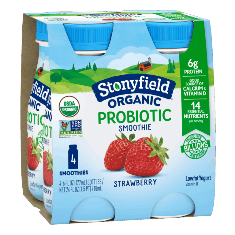 Stonyfield Organic Probiotic Strawberry Lowfat Yogurt Smoothies, 6 fl ...