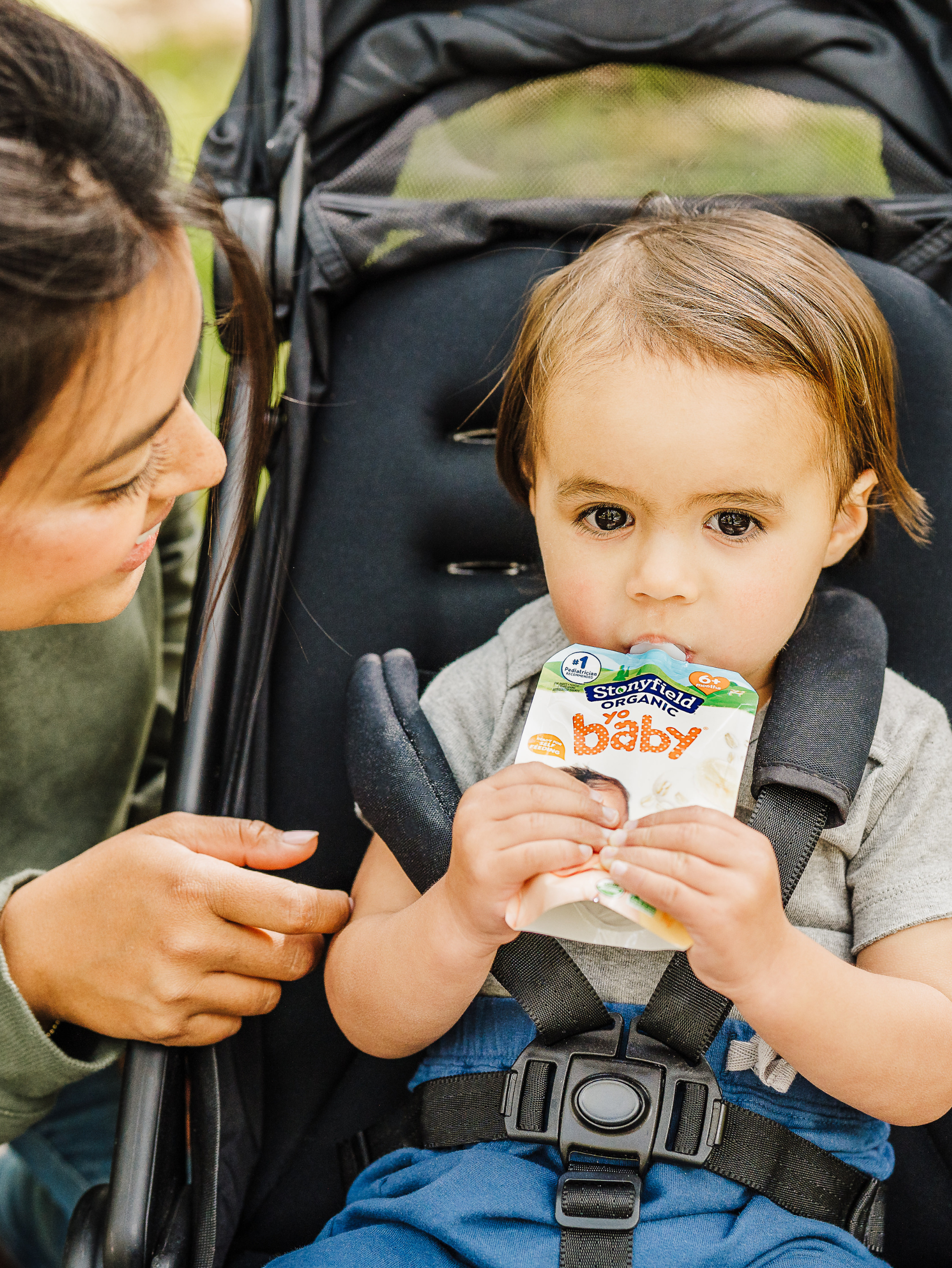 Stonyfield Organic Baby In Stroller With YoBaby Pouch