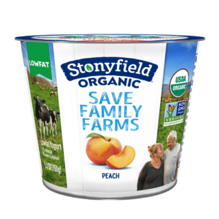Stonyfield Organic Lowfat Yogurt, Peach, 5.3 oz. Cup; Single Serve