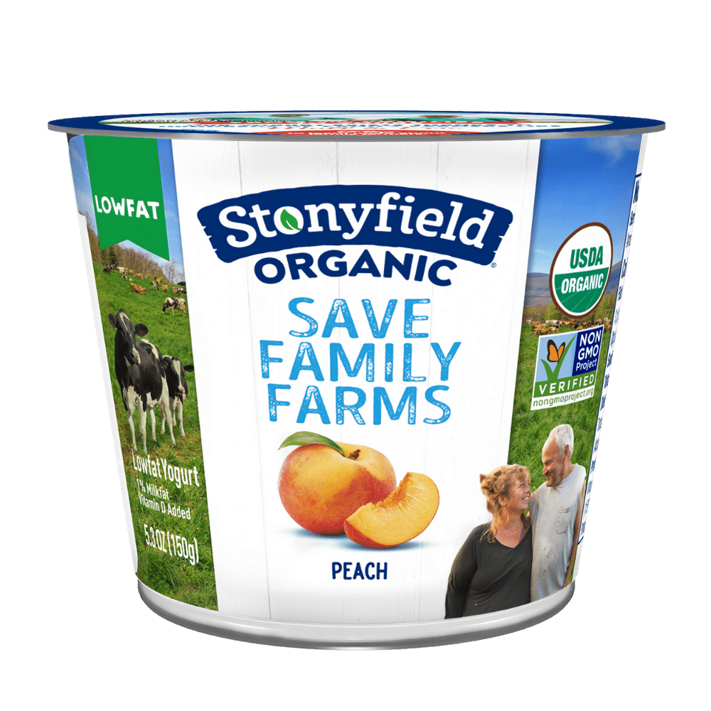 Stonyfield Organic Lowfat Yogurt, Peach, 5.3 oz. Cup; Single Serve