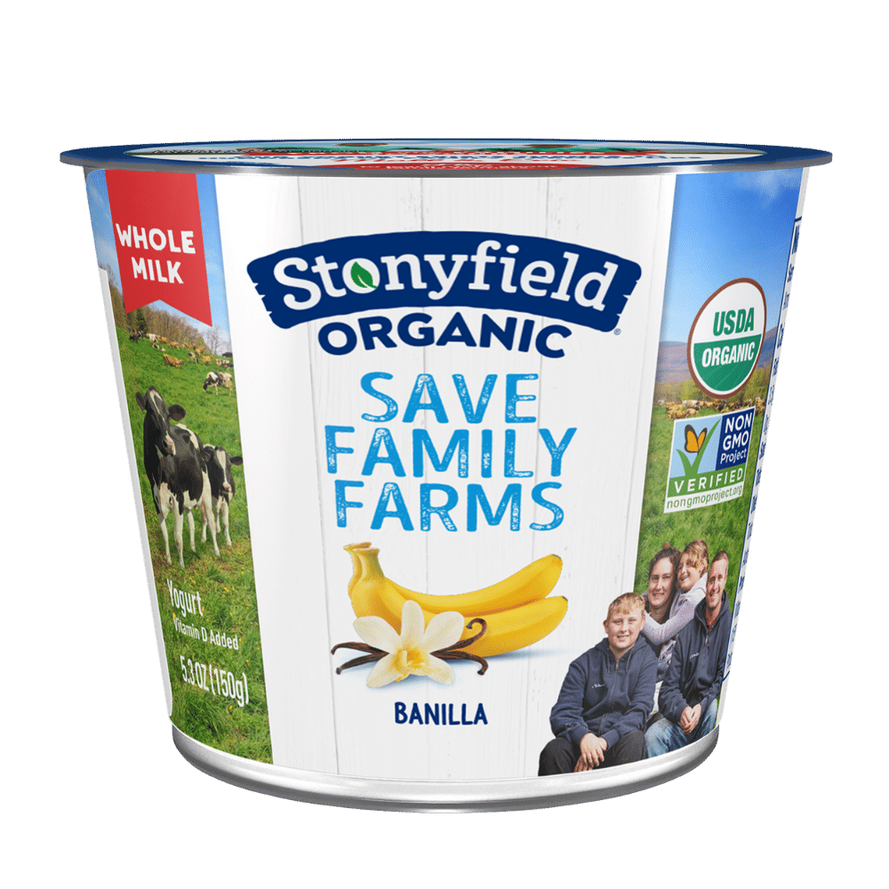 Stonyfield Organic Banilla Whole Milk Yogurt, 5.3 oz. Cup; Single Serve