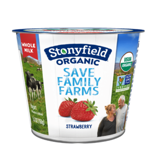 Stonyfield Organic Strawberry Whole Milk Yogurt, 5.3 oz. Cup; Single Serve
