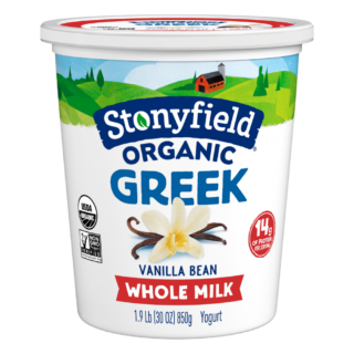 Stonyfield Organic Greek Whole Milk Yogurt, Vanilla Bean, 30 oz.; Multi-Serving Yogurt