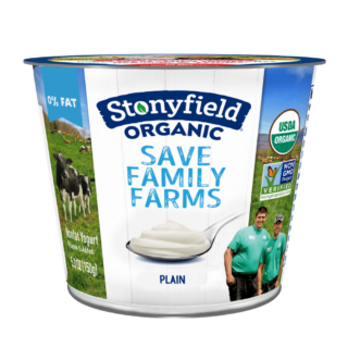 Stonyfield Organic Nonfat Yogurt, Plain, 5.3 oz. Cup; Single Serve