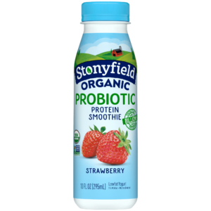 Stonyfield Organic Probiotic Strawberry Lowfat Yogurt Protein Smoothie ...