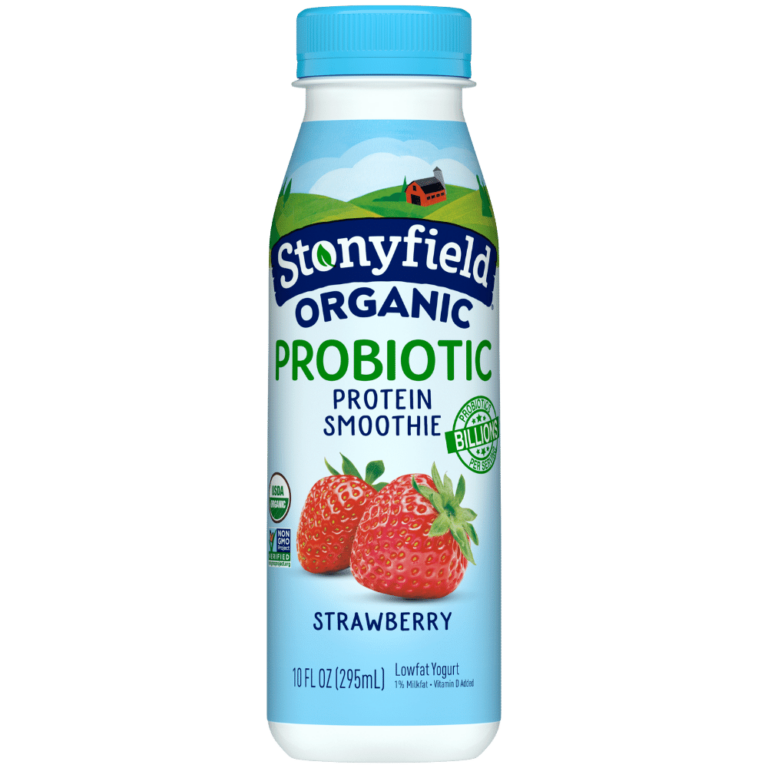 Stonyfield Organic Probiotic Strawberry Lowfat Yogurt Protein Smoothie ...