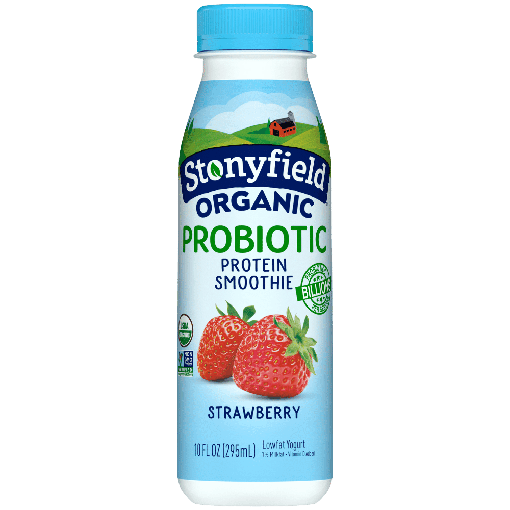 Stonyfield Organic Probiotic Strawberry Lowfat Yogurt Protein Smoothie, 10 oz.