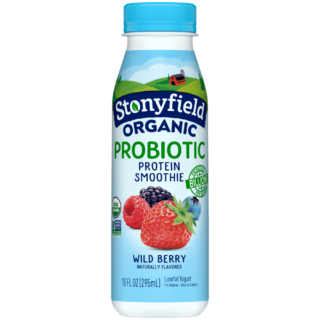 Stonyfield Organic Probiotic Wild Berry Lowfat Yogurt Protein Smoothie, 10 oz.