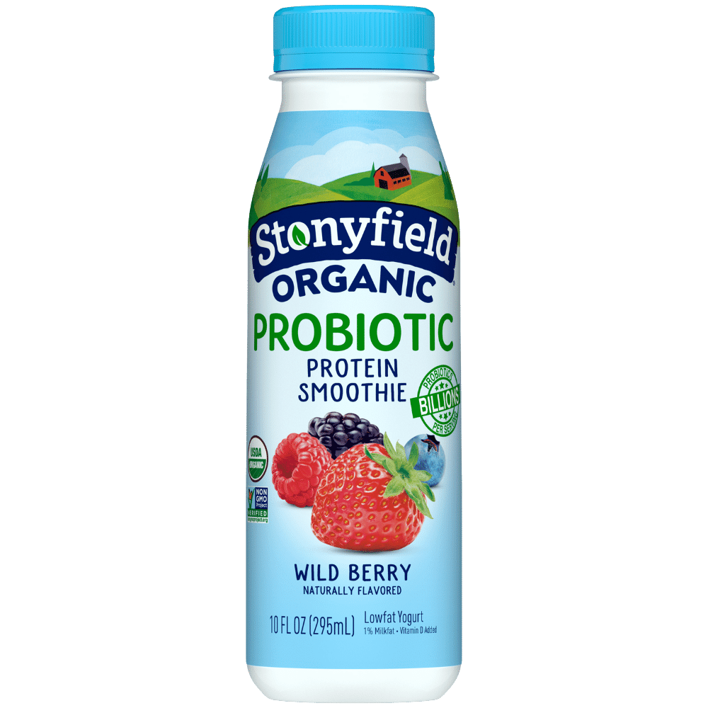 Stonyfield Organic Probiotic Wild Berry Lowfat Yogurt Protein Smoothie, 10 oz.