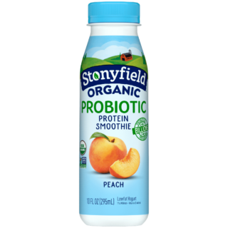 Stonyfield Organic Probiotic Peach Lowfat Yogurt Protein Smoothie, 10 oz.