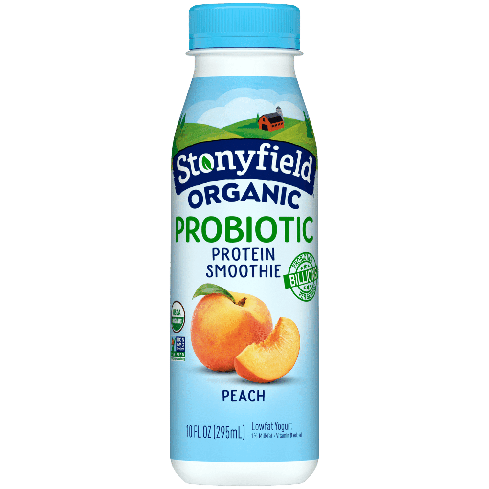 Stonyfield Organic Probiotic Peach Lowfat Yogurt Protein Smoothie, 10 oz.