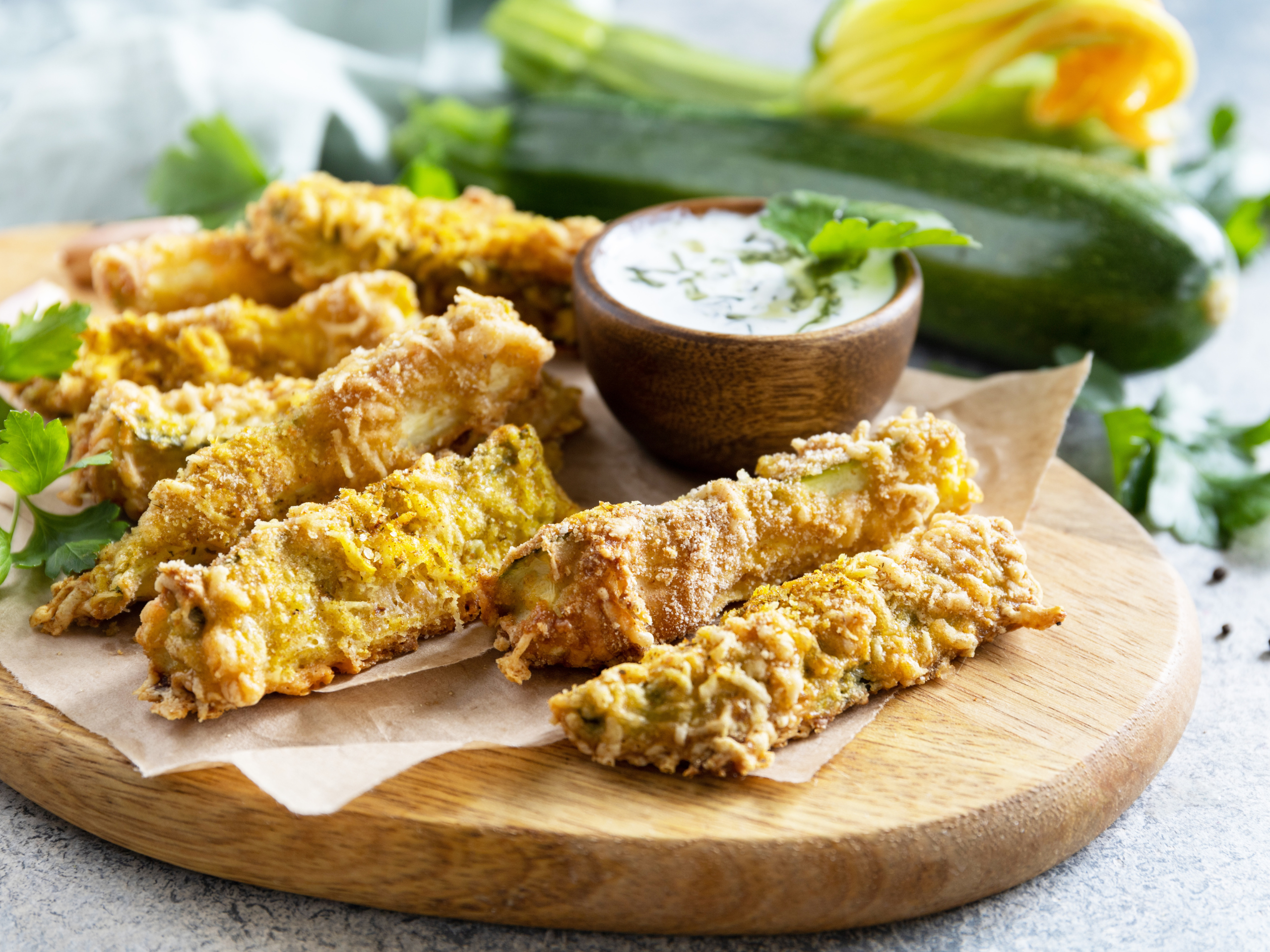 Yogurt Baked Zucchini Fries