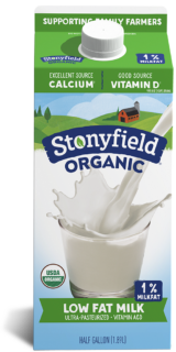 Stonyfield Organic Low Fat 1% Milk | Half Gallon
