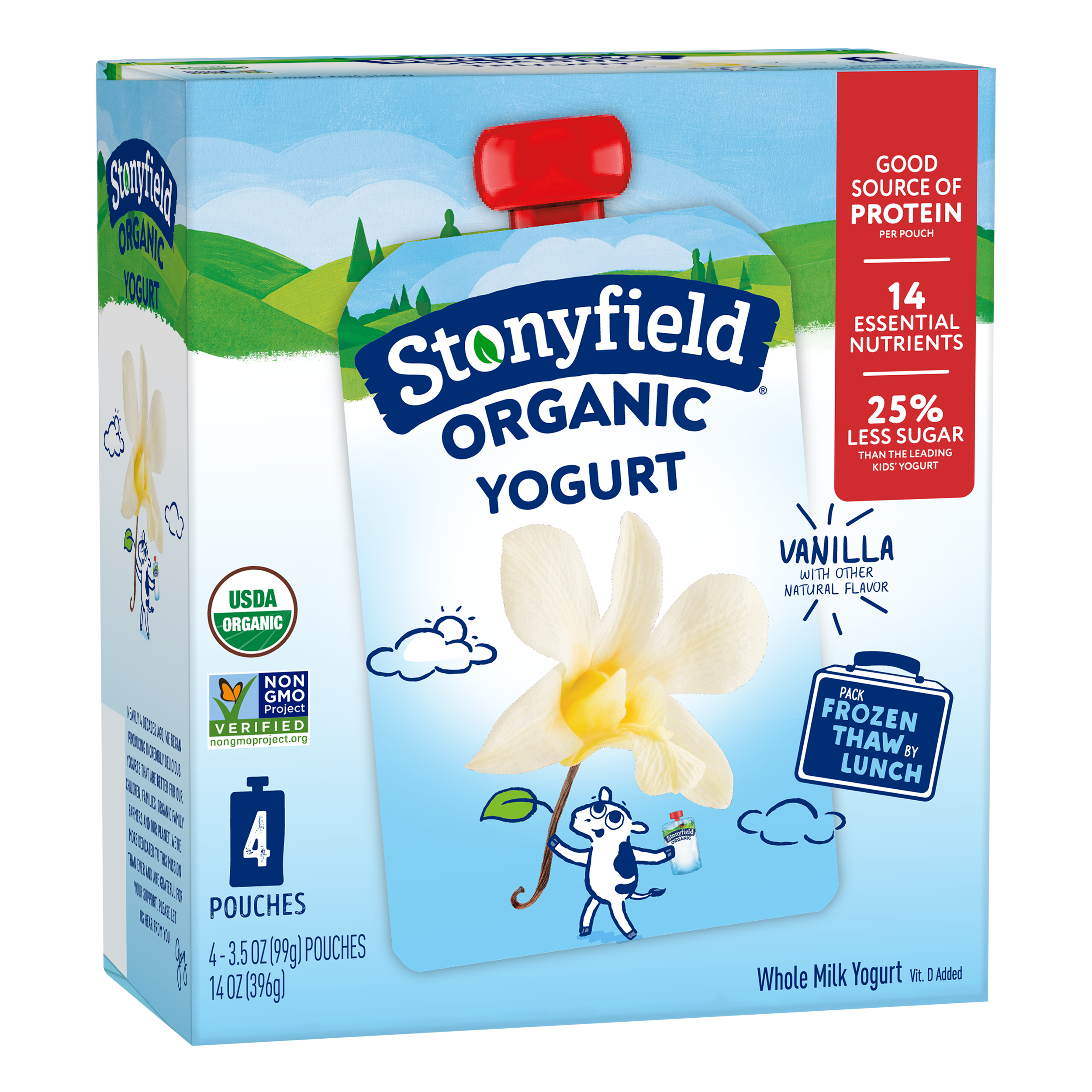Stonyfield Organic Kids Vanilla Yogurt Pouches, 4 ct