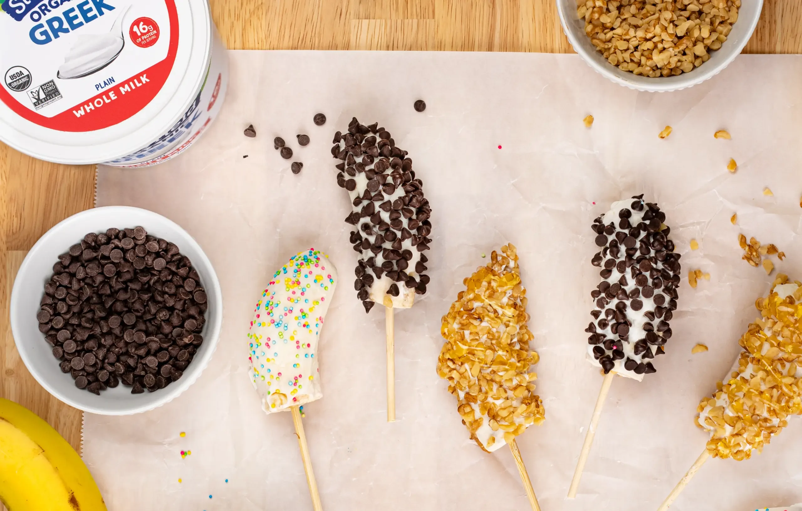 Banana Pops made with Stonyfield Organic Yogurt