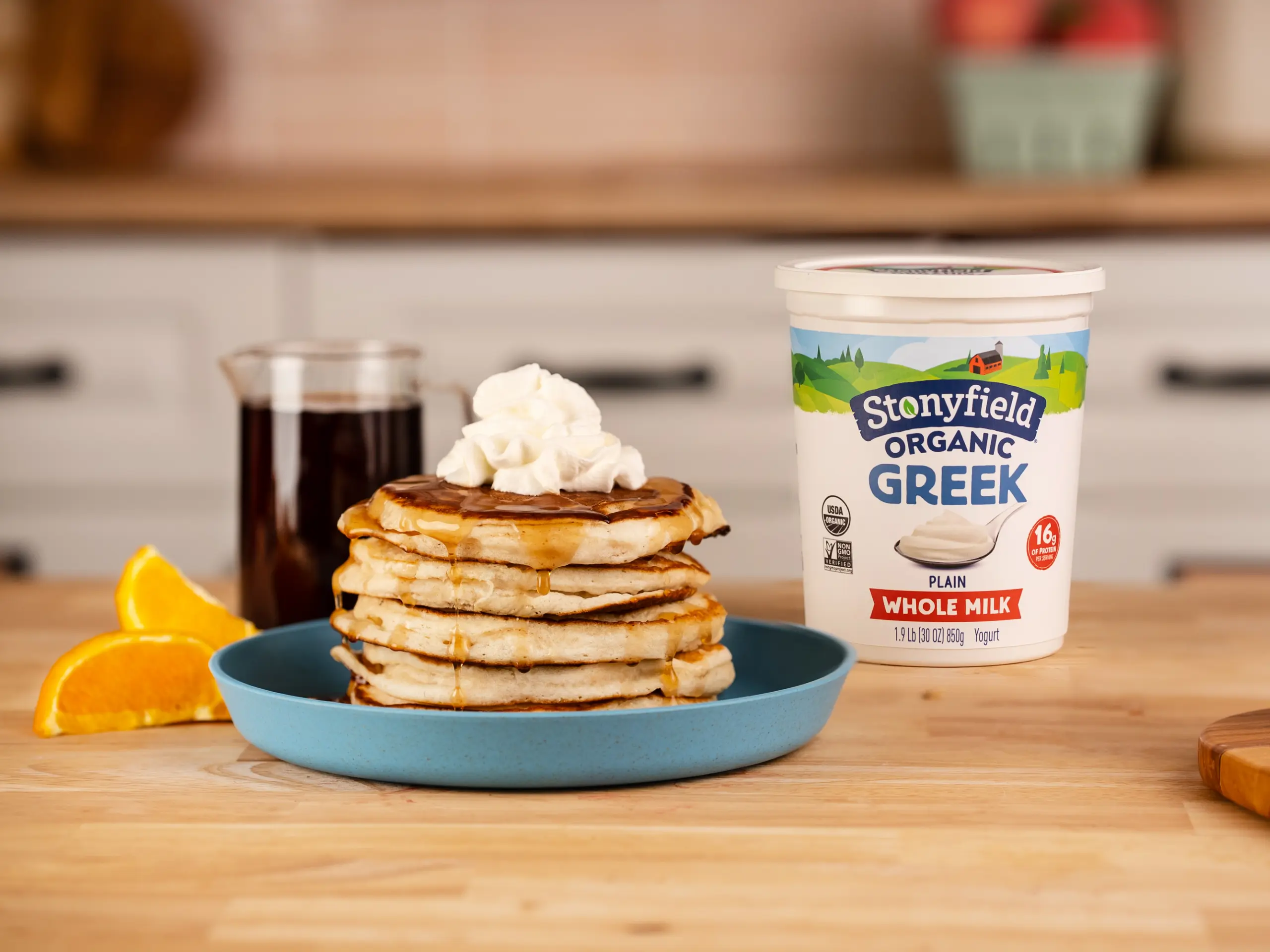 Fluffy Pancakes made with Stonyfield Organic Yogurt