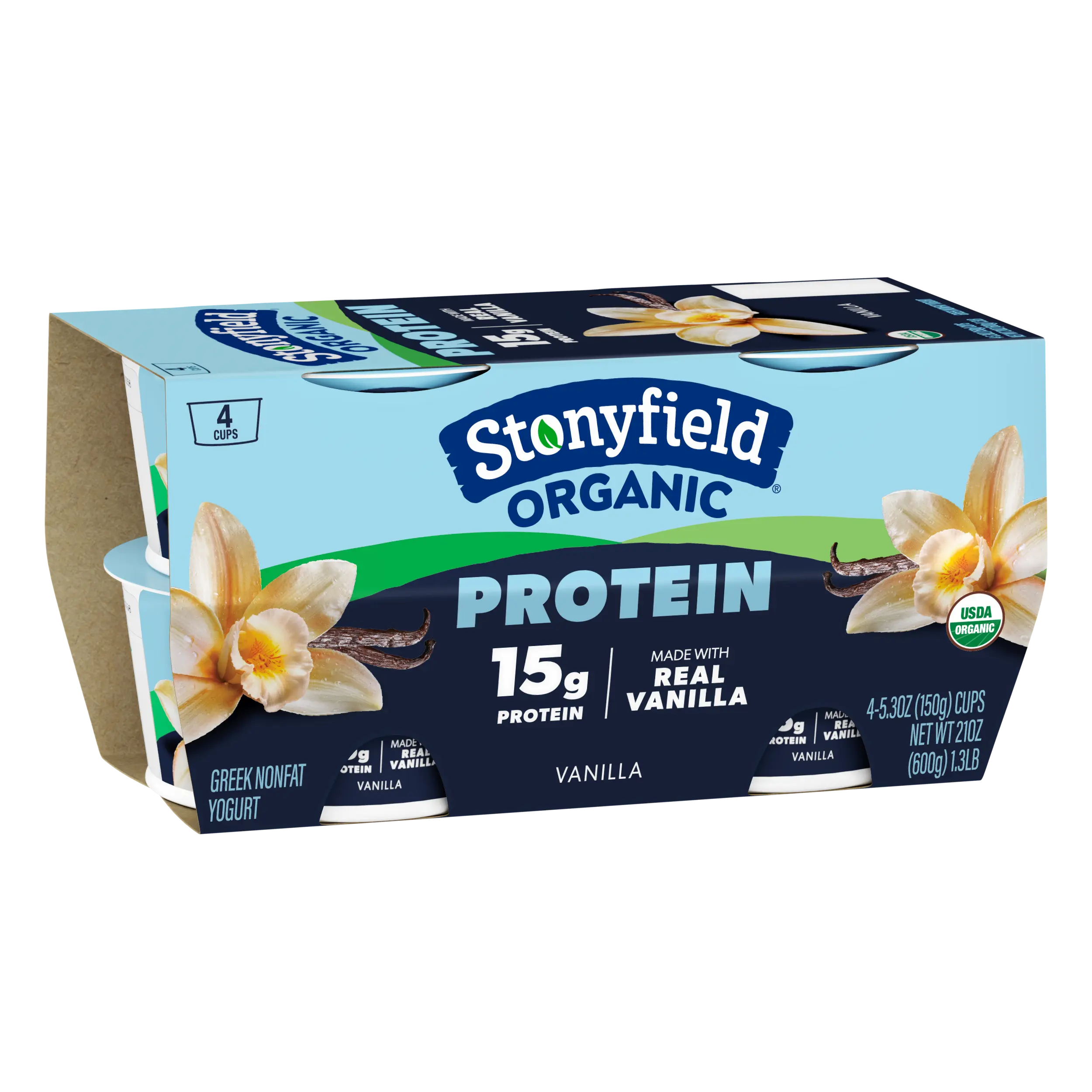 Stonyfield Organic Protein Multipack Vanilla Greek Yogurt Cups 5.3oz 4-Ct